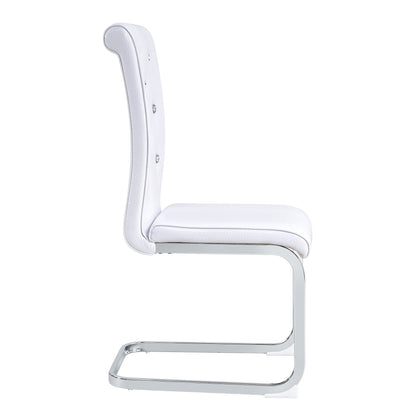 White Faux Alligator Dining Chair Set of 2 with Crystal Accents - 1st Choice Furniture Direct