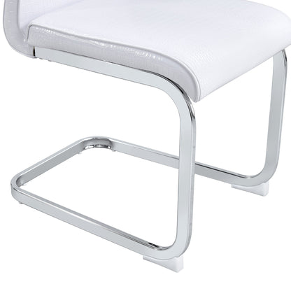 White Faux Alligator Dining Chair Set of 2 with Crystal Accents - 1st Choice Furniture Direct