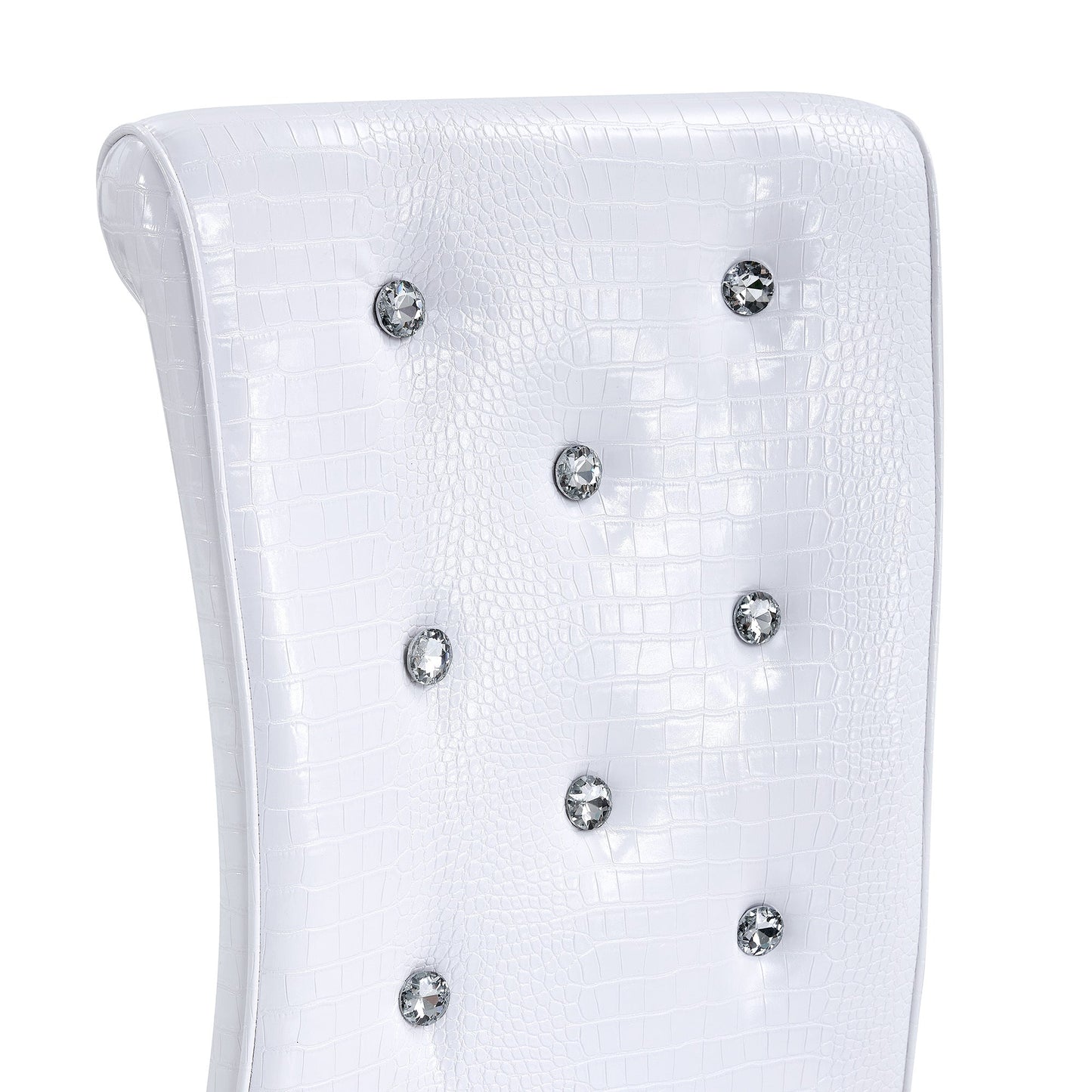 White Faux Alligator Dining Chair Set of 2 with Crystal Accents - 1st Choice Furniture Direct