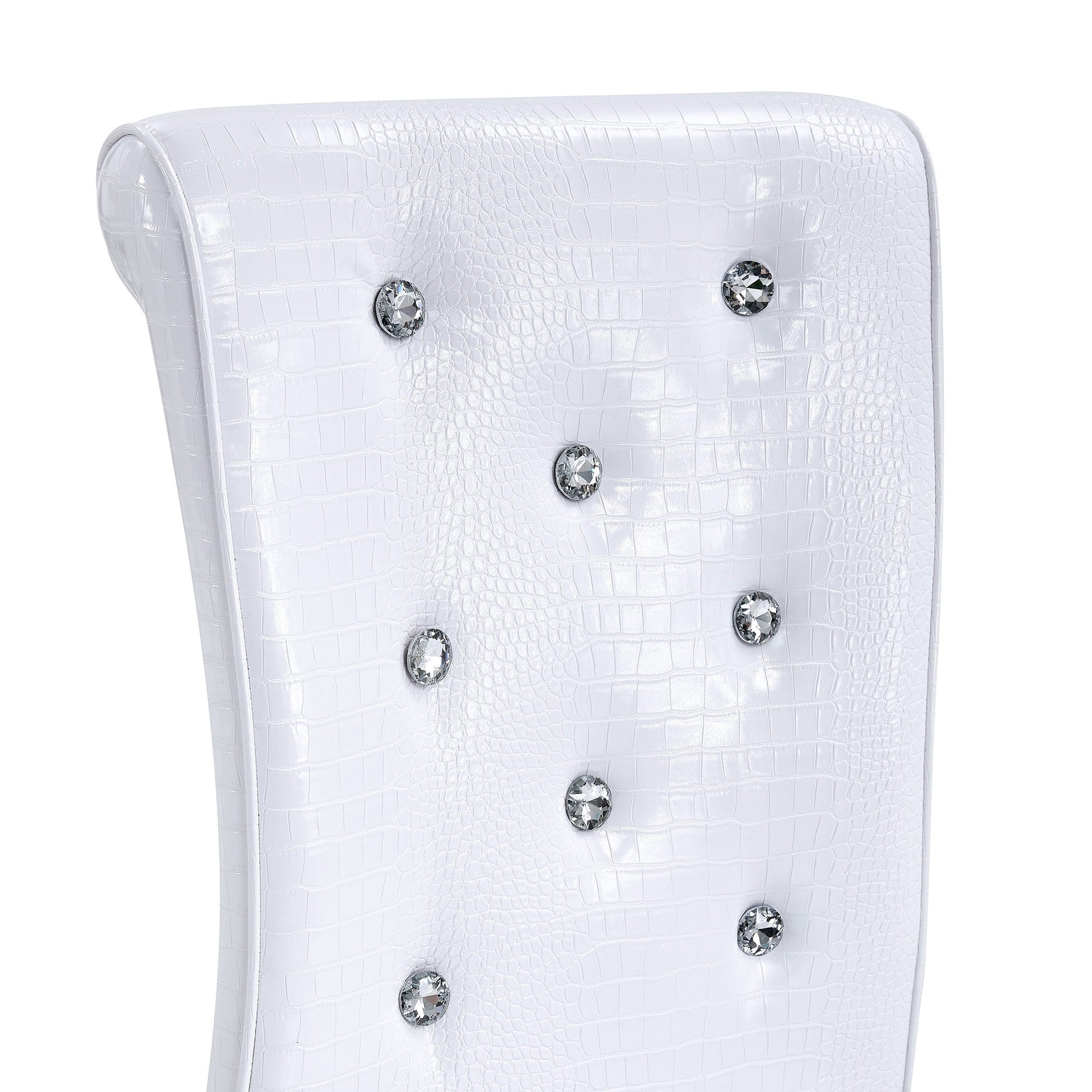 White Faux Alligator Dining Chair Set of 2 with Crystal Accents - 1st Choice Furniture Direct