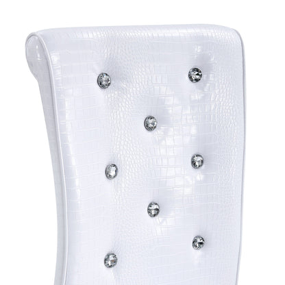 White Faux Alligator Dining Chair Set of 2 with Crystal Accents - 1st Choice Furniture Direct