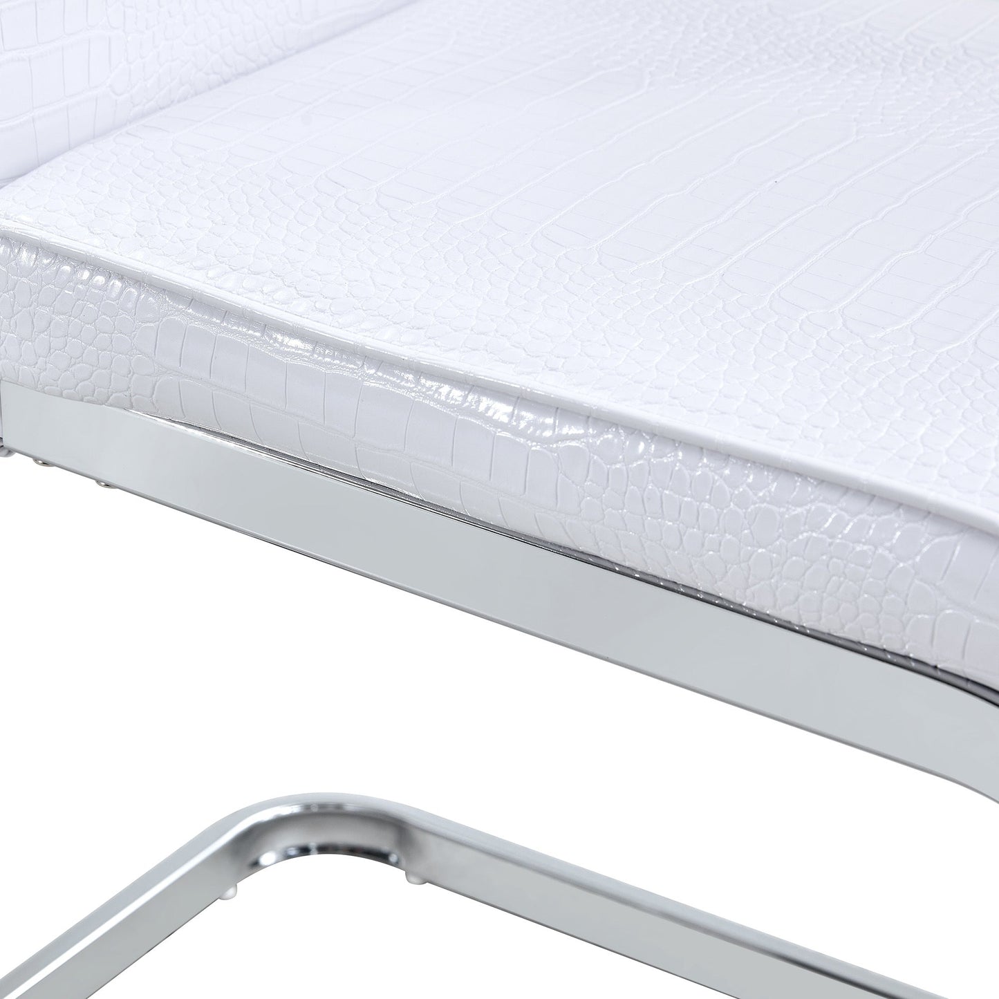 White Faux Alligator Dining Chair Set of 2 with Crystal Accents - 1st Choice Furniture Direct