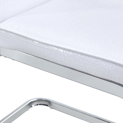 White Faux Alligator Dining Chair Set of 2 with Crystal Accents - 1st Choice Furniture Direct