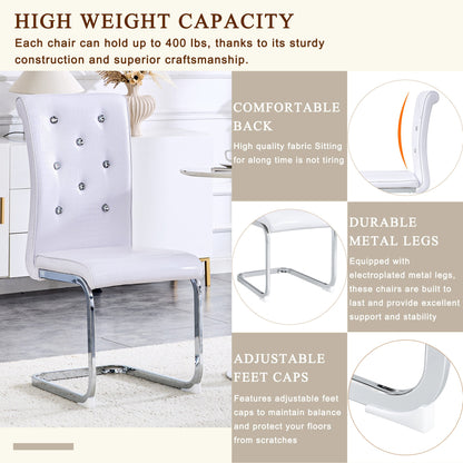 White Faux Alligator Dining Chair Set of 2 with Crystal Accents - 1st Choice Furniture Direct