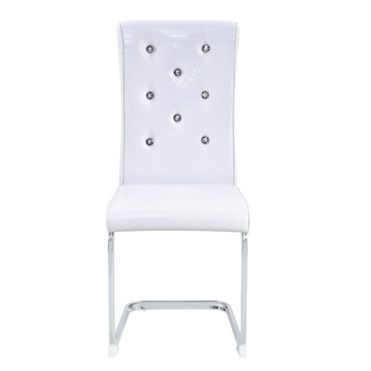 White Faux Alligator Dining Chair Set of 2 with Crystal Accents - 1st Choice Furniture Direct