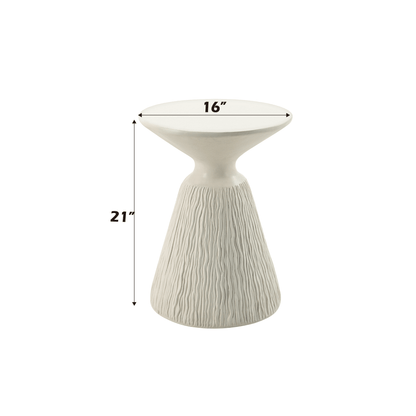 White Faux Concrete Accent End Table - 1st Choice Furniture Direct