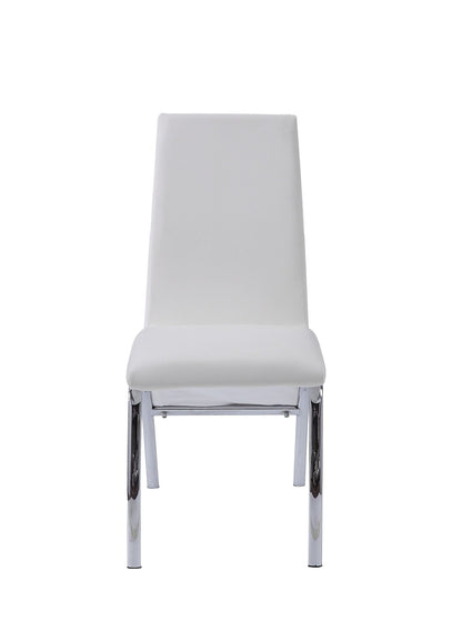 White Faux Leather Dining Chair with Chrome Curved Legs - 1st Choice Furniture Direct