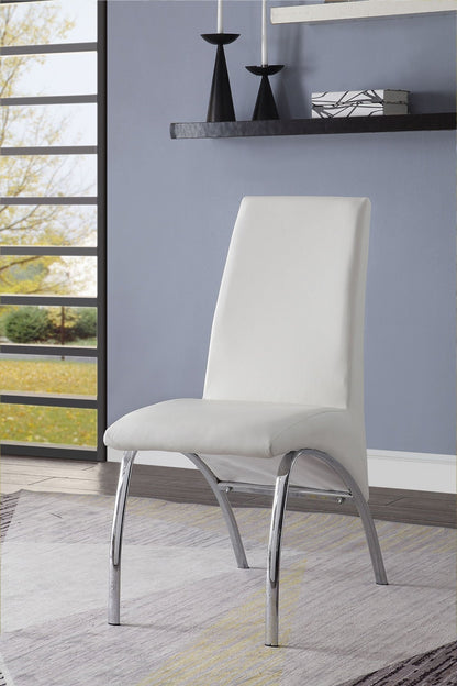 White Faux Leather Dining Chair with Chrome Curved Legs - 1st Choice Furniture Direct