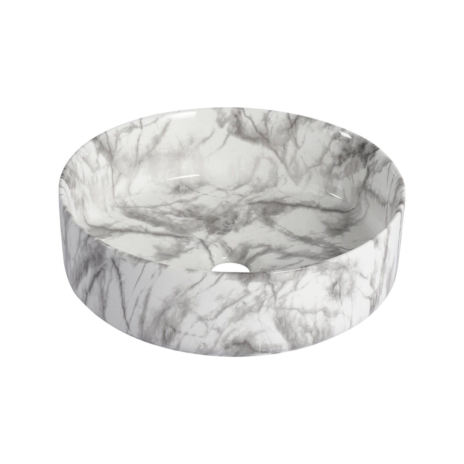 White & Gray Ceramic Art Vessel Bathroom Sink – Above-Counter Basin - 1st Choice Furniture Direct