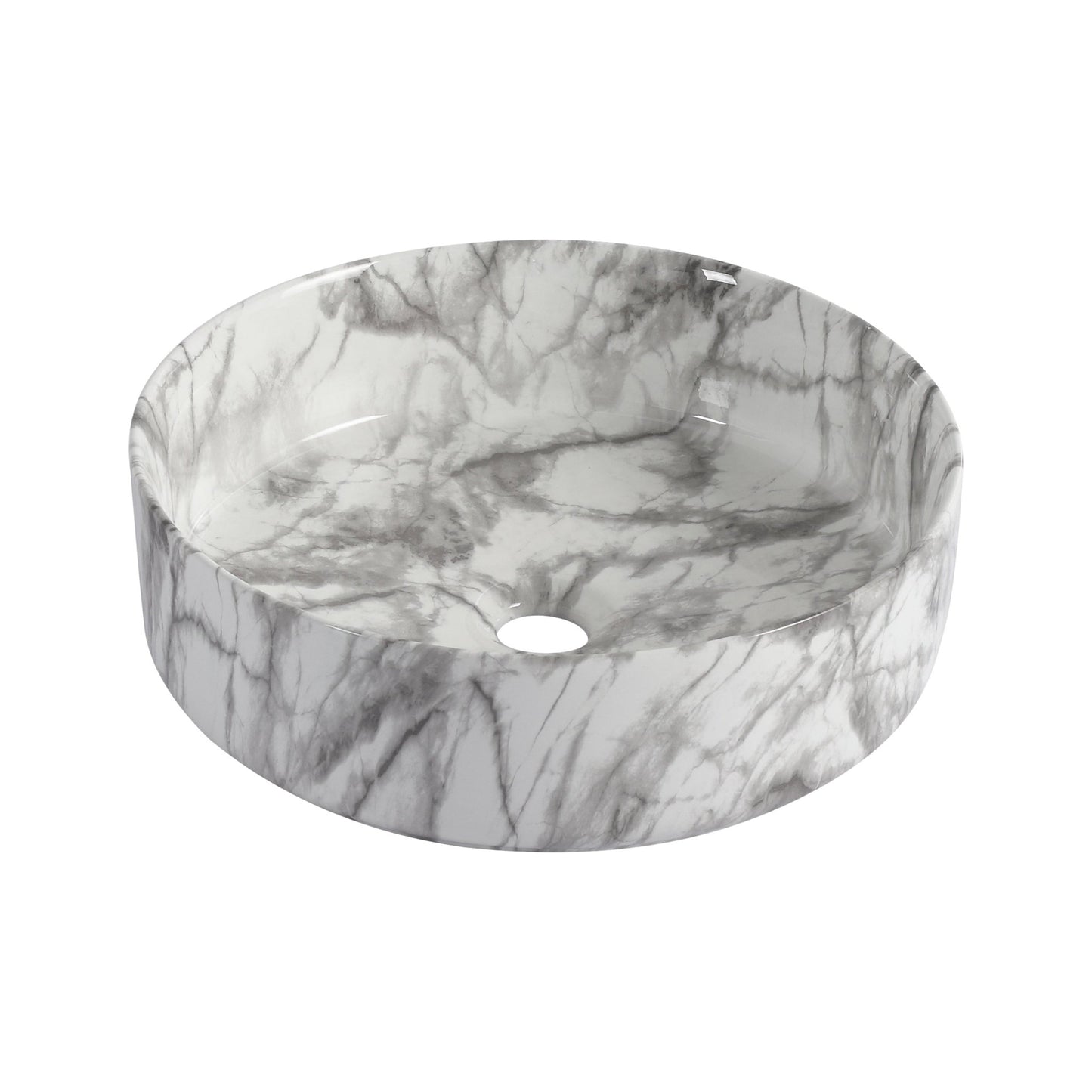 White & Gray Ceramic Art Vessel Bathroom Sink – Above-Counter Basin - 1st Choice Furniture Direct