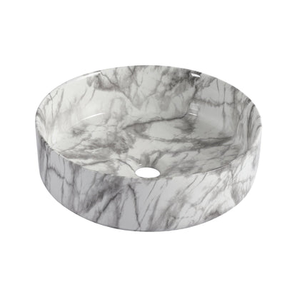 White & Gray Ceramic Art Vessel Bathroom Sink – Above-Counter Basin - 1st Choice Furniture Direct
