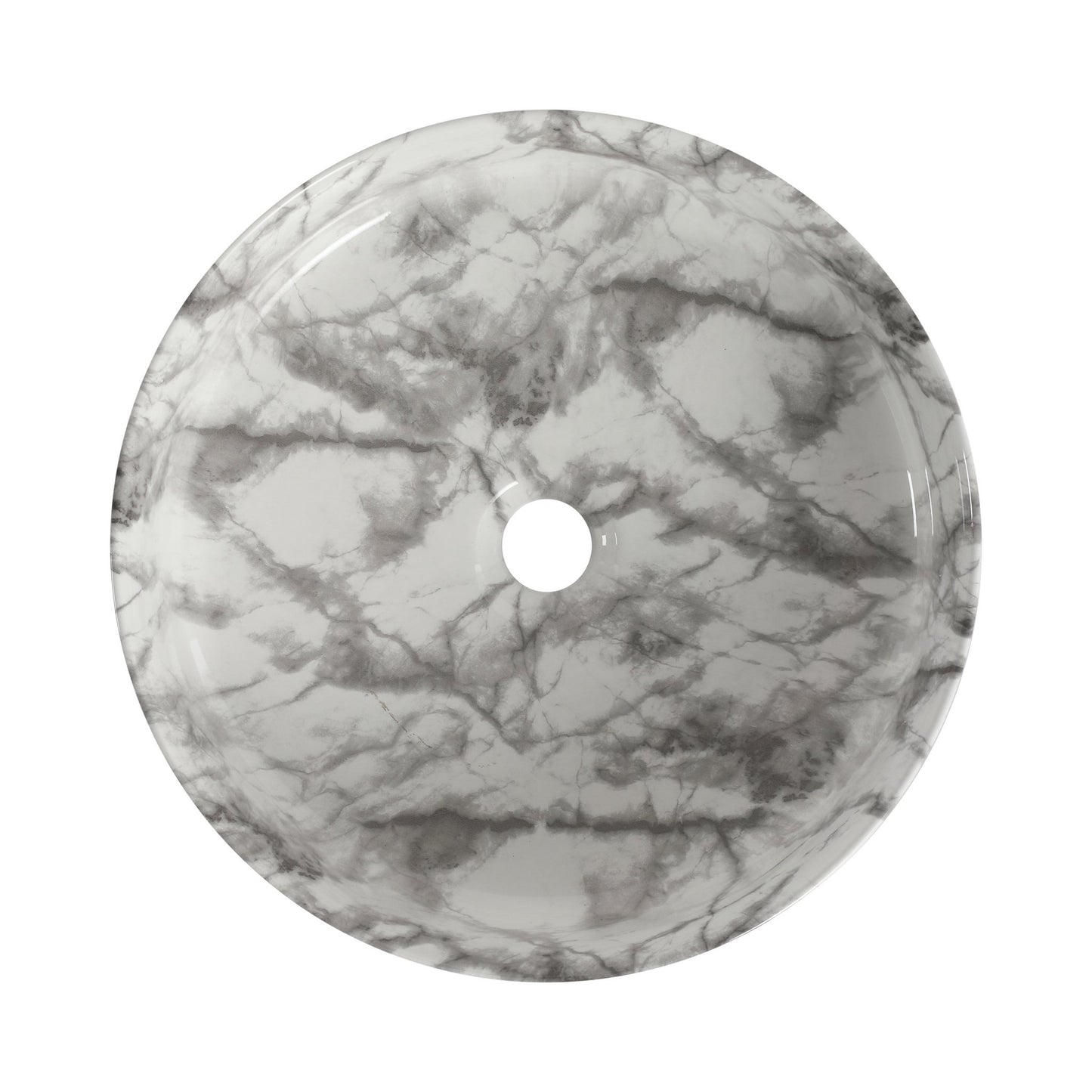 White & Gray Ceramic Art Vessel Bathroom Sink – Above-Counter Basin - 1st Choice Furniture Direct