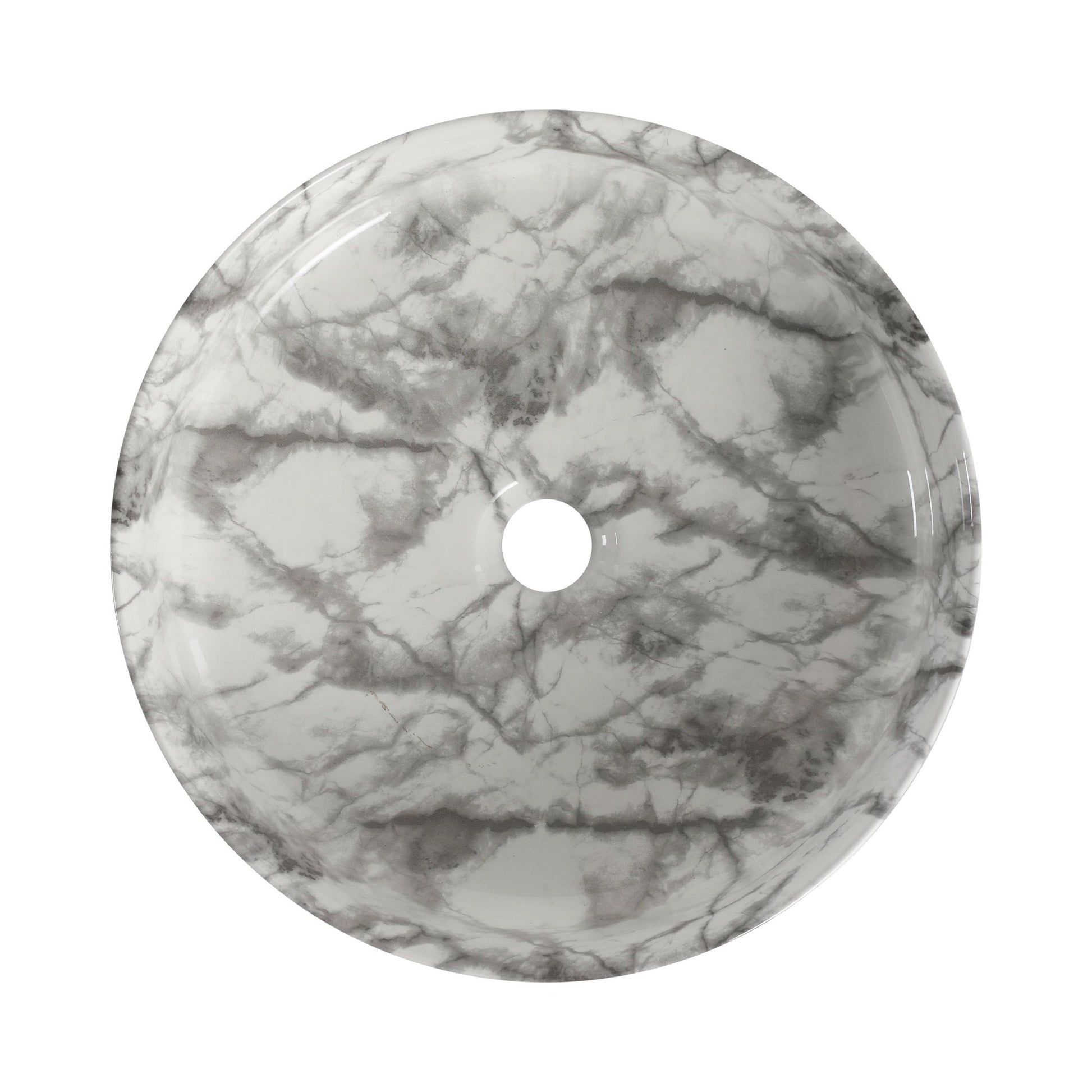 White & Gray Ceramic Art Vessel Bathroom Sink – Above-Counter Basin - 1st Choice Furniture Direct