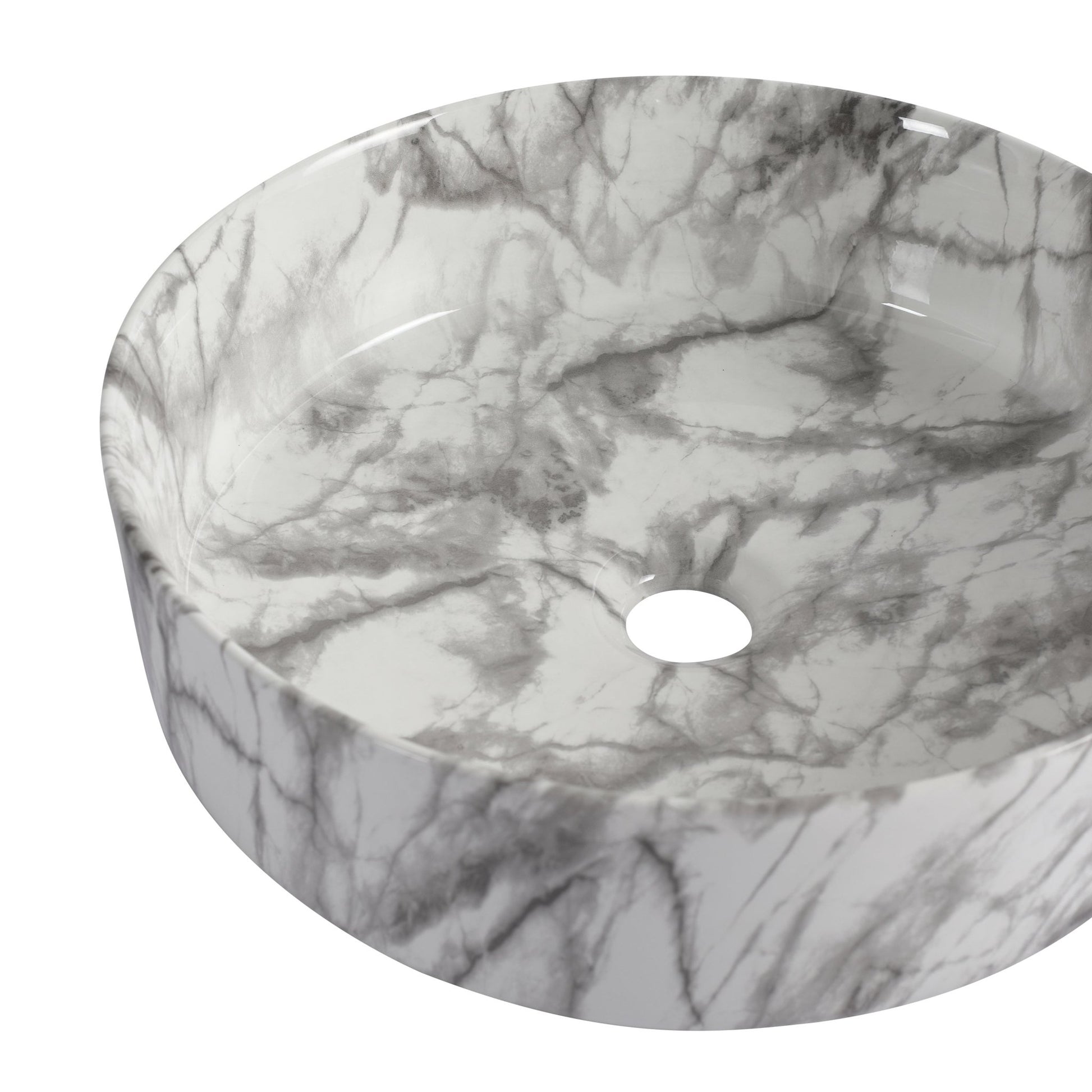 White & Gray Ceramic Art Vessel Bathroom Sink – Above-Counter Basin - 1st Choice Furniture Direct