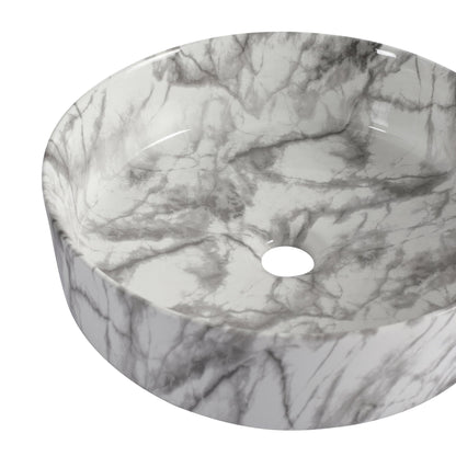 White & Gray Ceramic Art Vessel Bathroom Sink – Above-Counter Basin - 1st Choice Furniture Direct