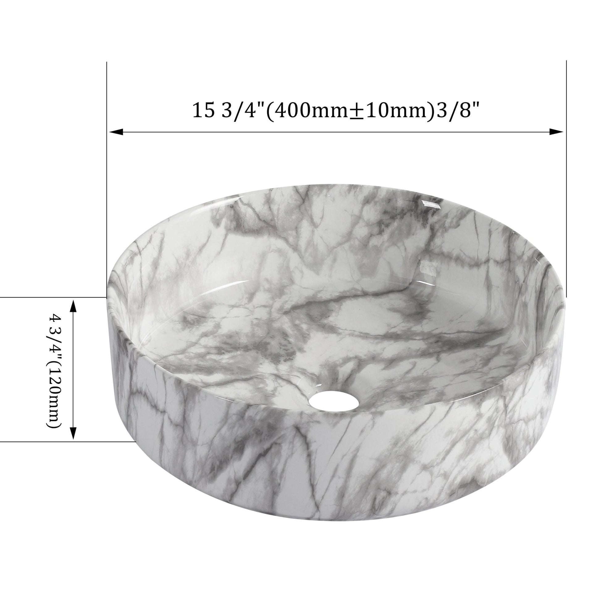 White & Gray Ceramic Art Vessel Bathroom Sink – Above-Counter Basin - 1st Choice Furniture Direct