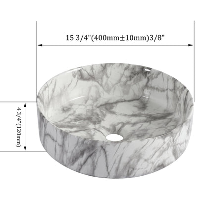 White & Gray Ceramic Art Vessel Bathroom Sink – Above-Counter Basin - 1st Choice Furniture Direct