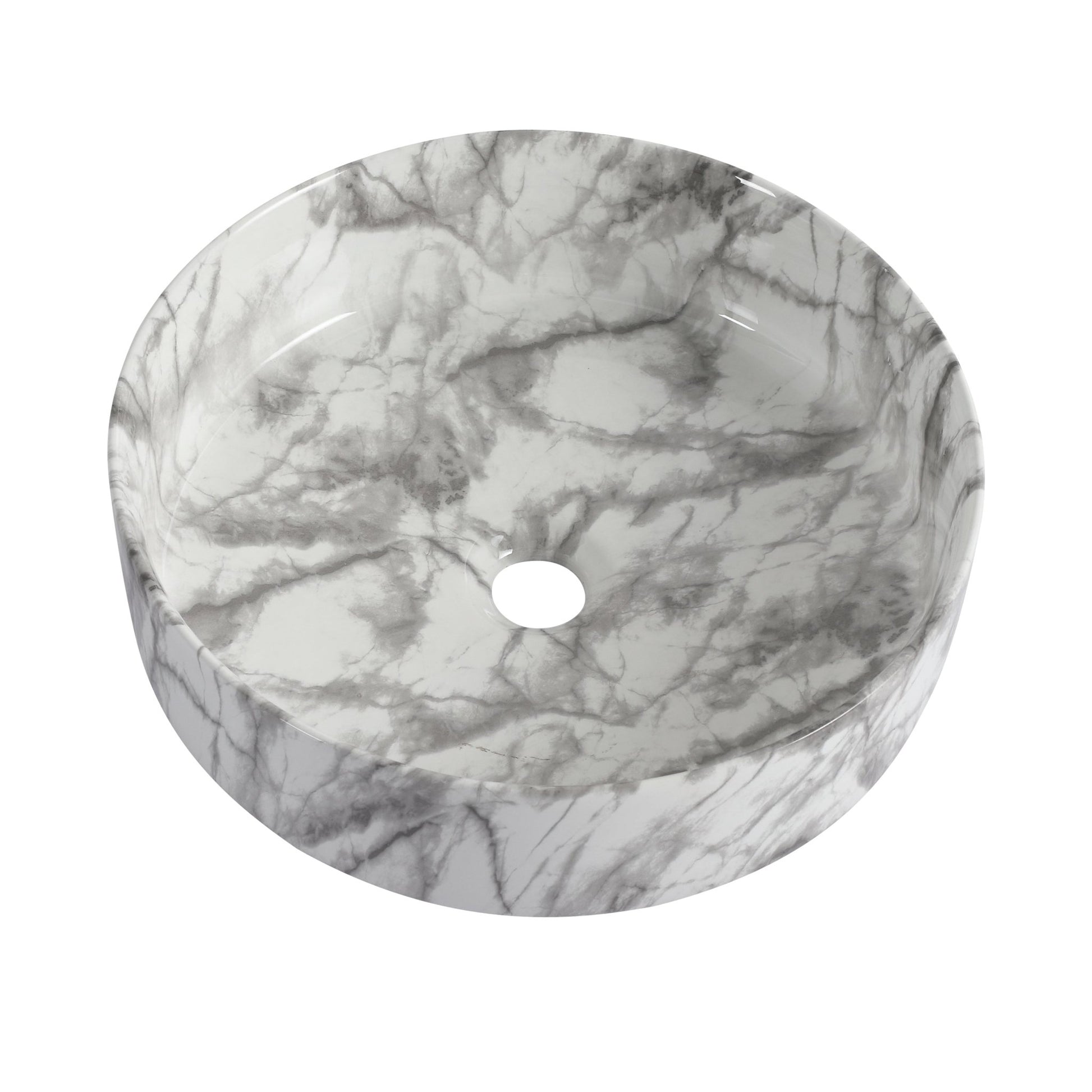White & Gray Ceramic Art Vessel Bathroom Sink – Above-Counter Basin - 1st Choice Furniture Direct