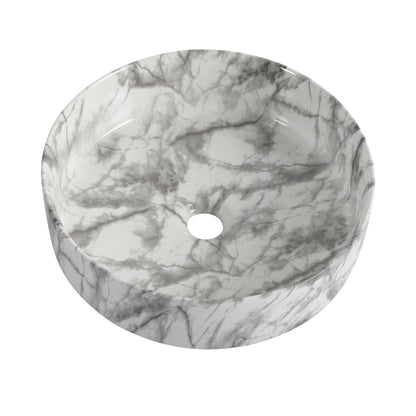 White & Gray Ceramic Art Vessel Bathroom Sink – Above-Counter Basin - 1st Choice Furniture Direct