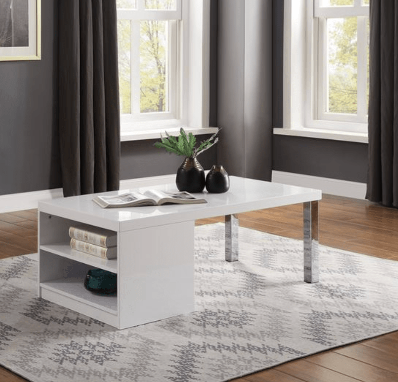 White High Gloss Coffee Table with Open Storage - 1st Choice Furniture Direct