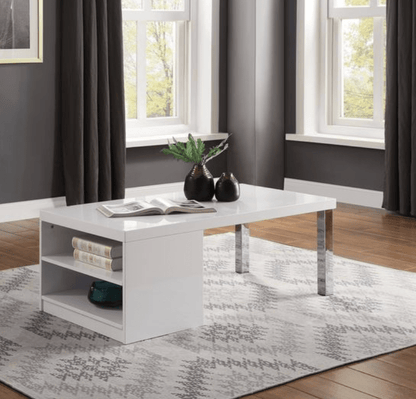 White High Gloss Coffee Table with Open Storage - 1st Choice Furniture Direct