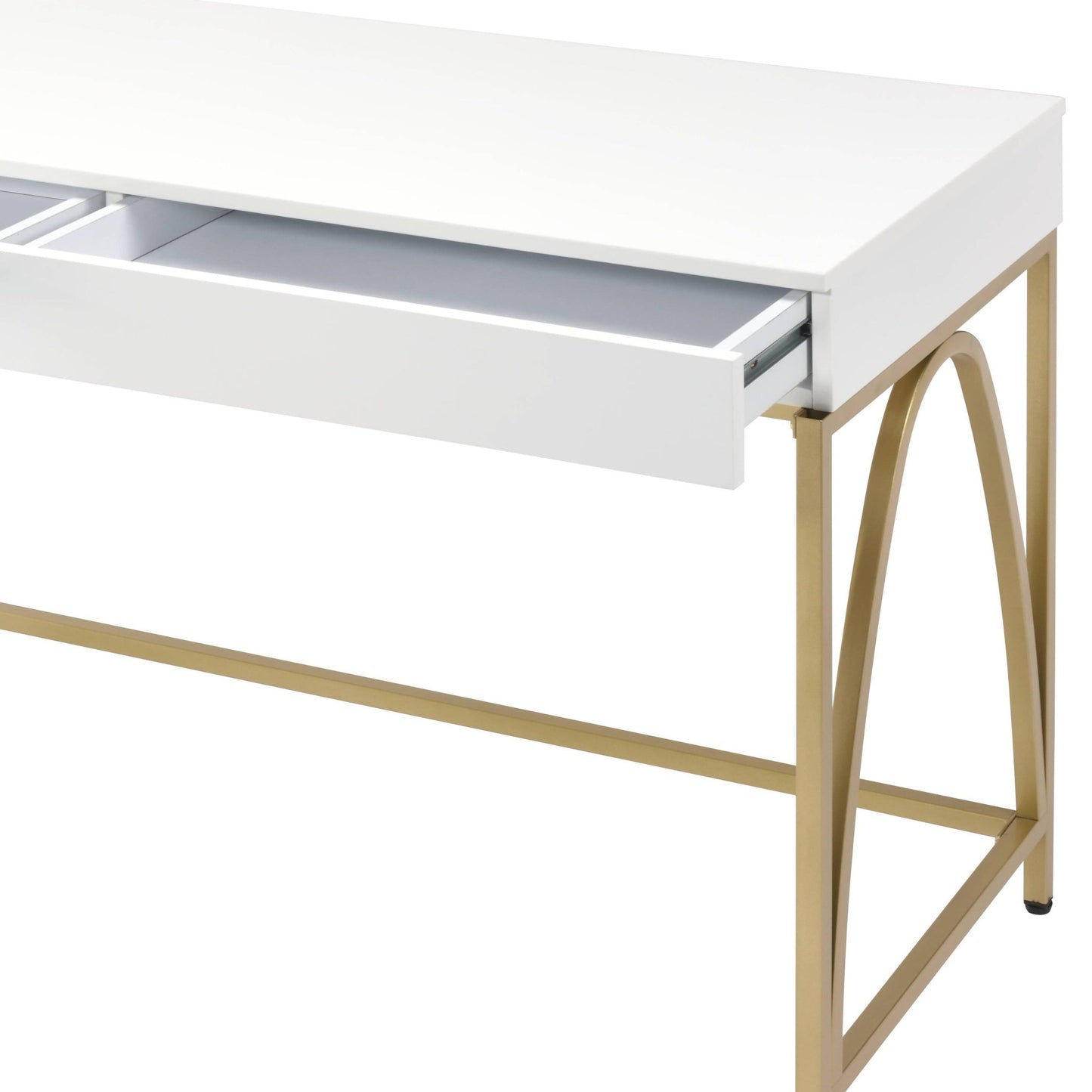 White High Gloss Writing Desk with 2 Drawers - 1st Choice Furniture Direct