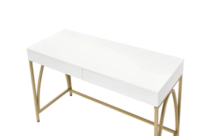 White High Gloss Writing Desk with 2 Drawers - 1st Choice Furniture Direct