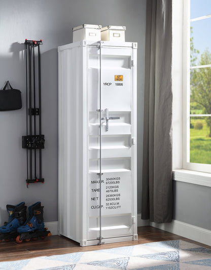 White Industrial Metal Wardrobe Cabinet - 1st Choice Furniture Direct