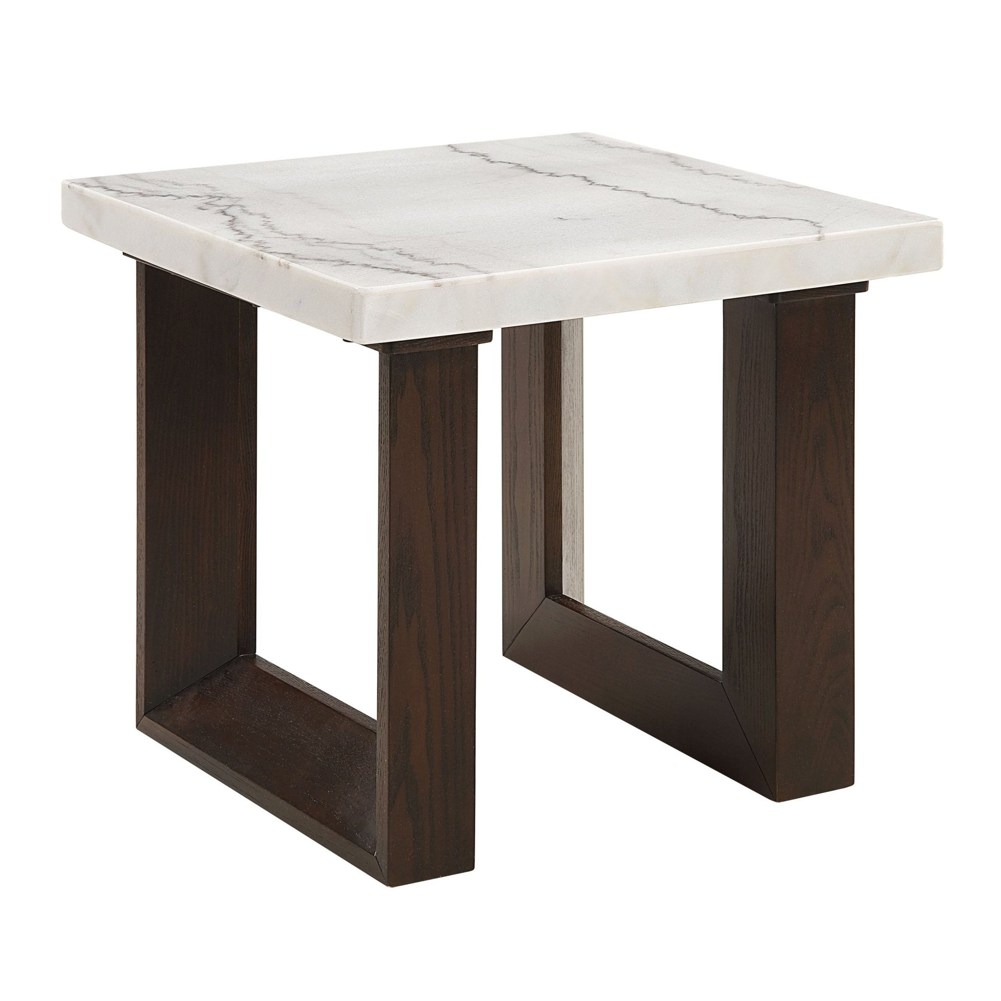 White Marble Top End Table with Double U-Shaped Base - 1st Choice Furniture Direct