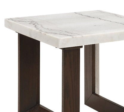 White Marble Top End Table with Double U-Shaped Base - 1st Choice Furniture Direct