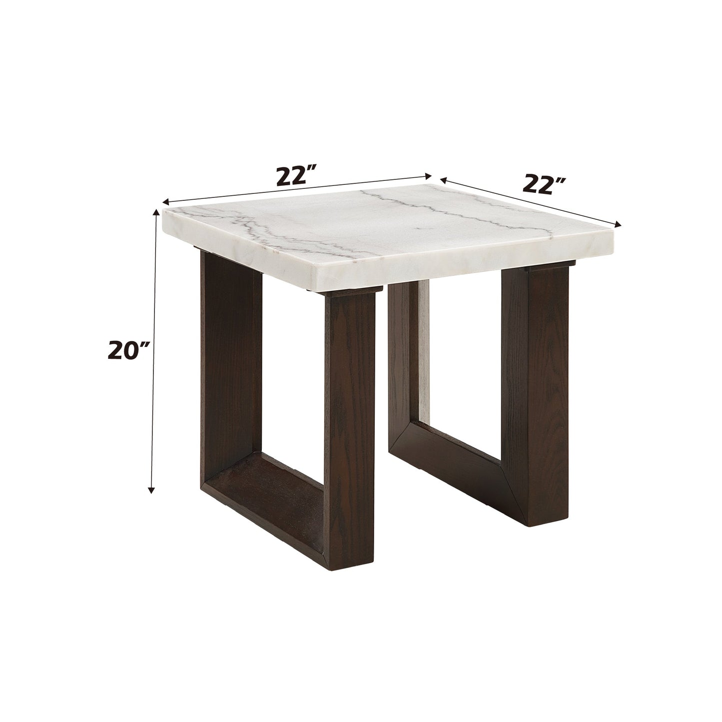 White Marble Top End Table with Double U-Shaped Base - 1st Choice Furniture Direct