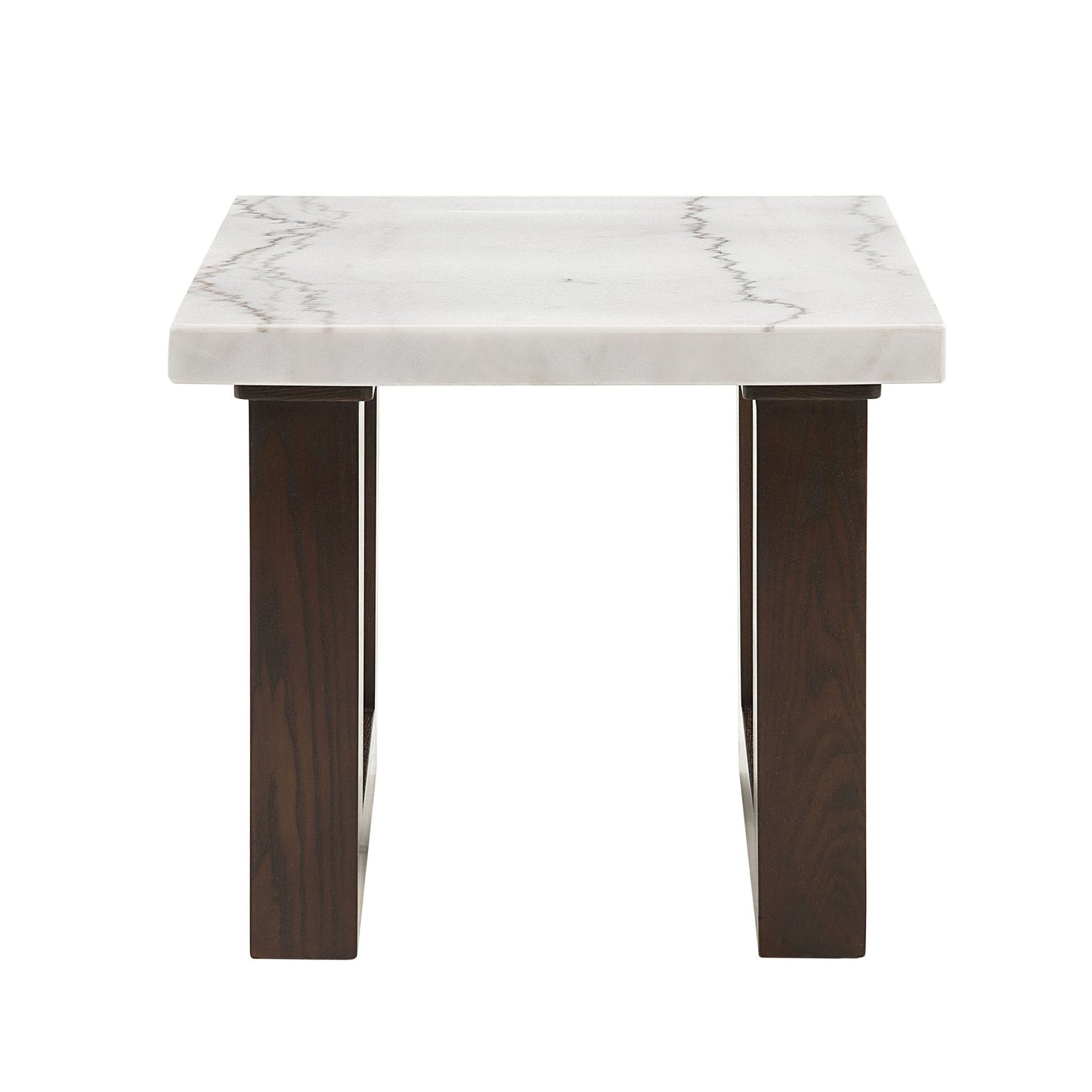 White Marble Top End Table with Double U-Shaped Base - 1st Choice Furniture Direct