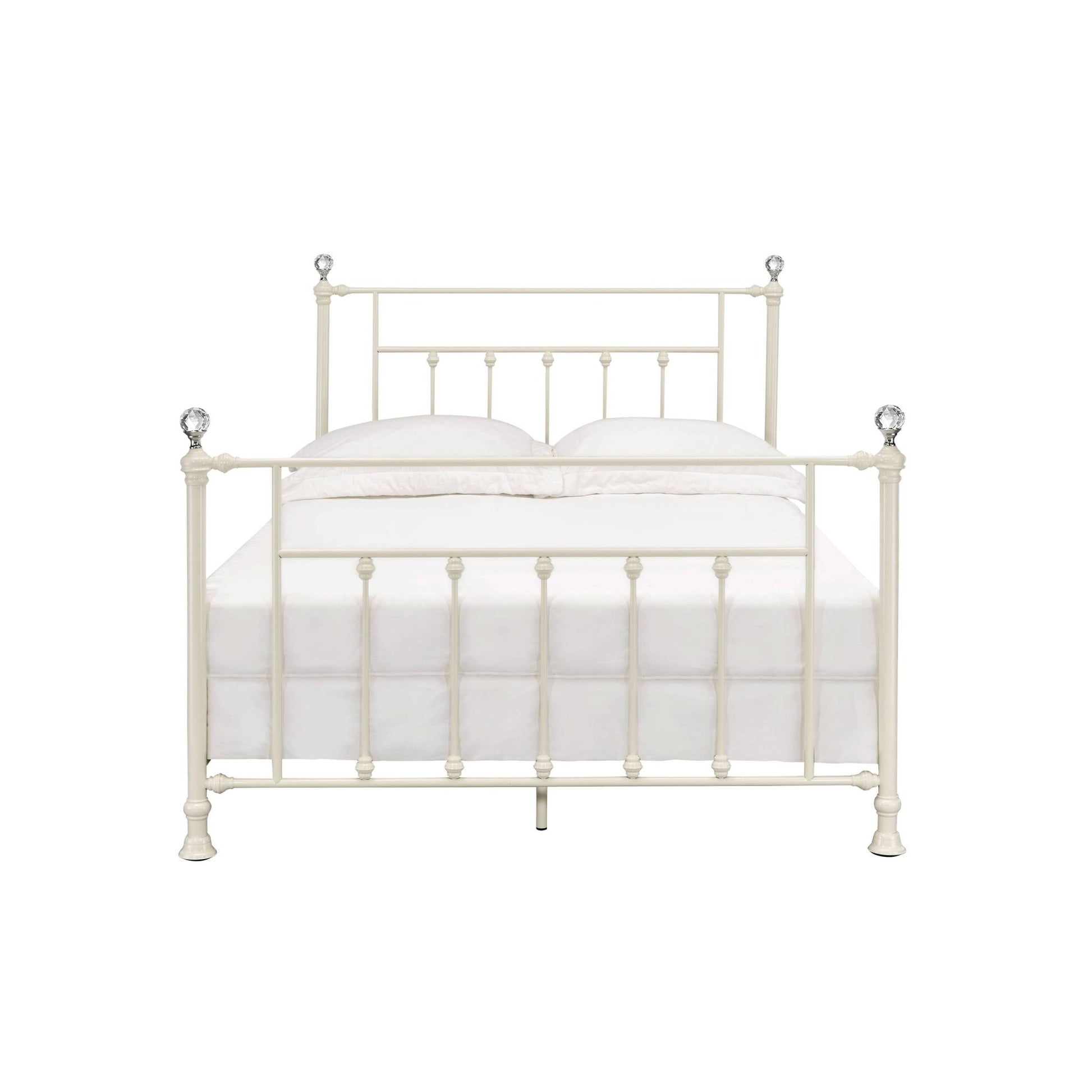 White Metal Bed Frame with Spindle Headboard - 1st Choice Furniture Direct