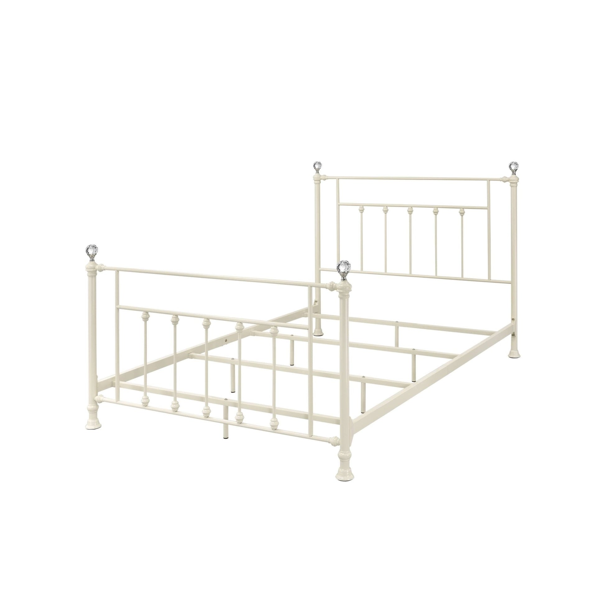 White Metal Bed Frame with Spindle Headboard - 1st Choice Furniture Direct