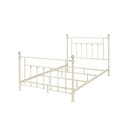 White Metal Bed Frame with Spindle Headboard - 1st Choice Furniture Direct