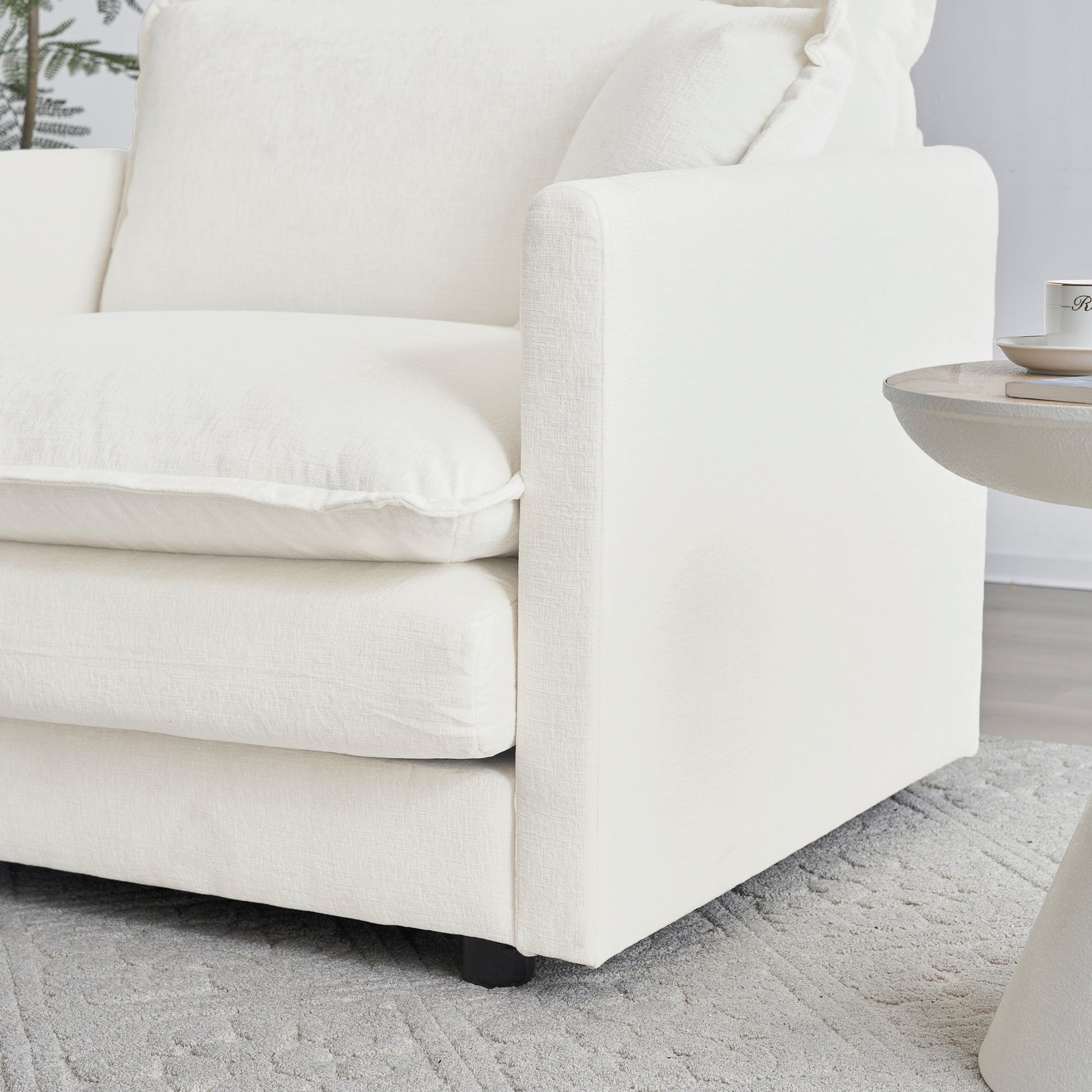 White Modular Sectional Sofa – 4 Seat Chenille U - Shaped Couch - 1st Choice Furniture Direct