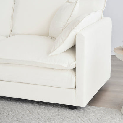 White Modular Sectional Sofa – 4 Seat Chenille U - Shaped Couch - 1st Choice Furniture Direct