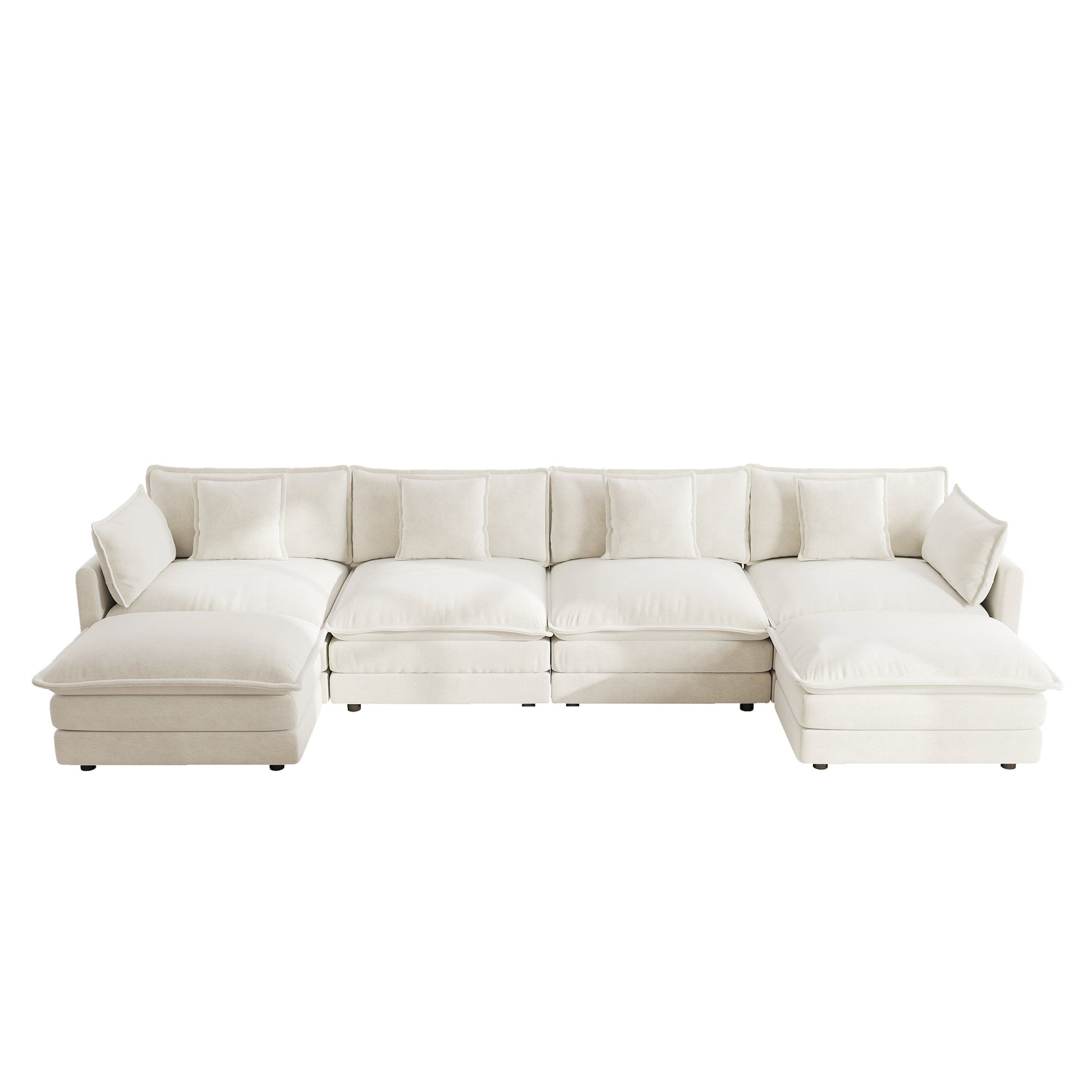 White Modular Sectional Sofa – 4 Seat Chenille U - Shaped Couch - 1st Choice Furniture Direct