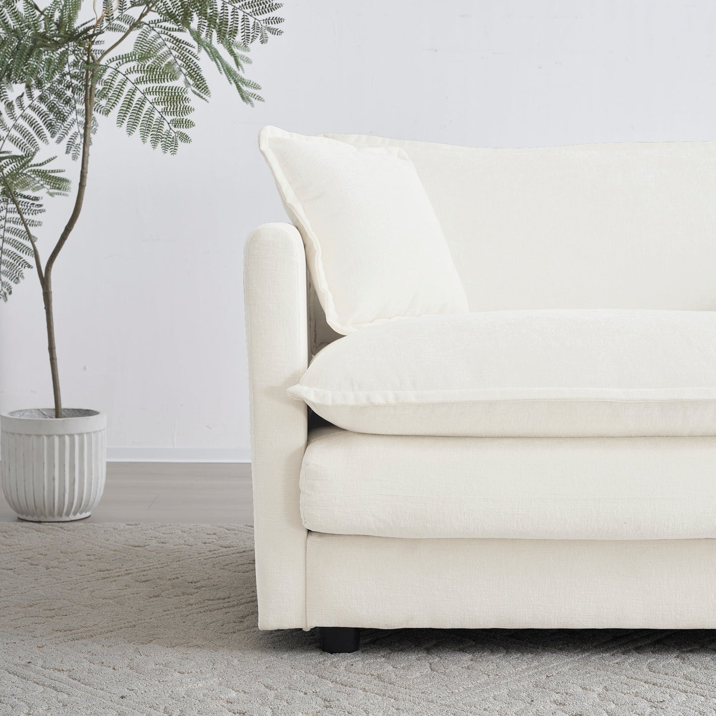 White Modular Sectional Sofa – 4 Seat Chenille U - Shaped Couch - 1st Choice Furniture Direct