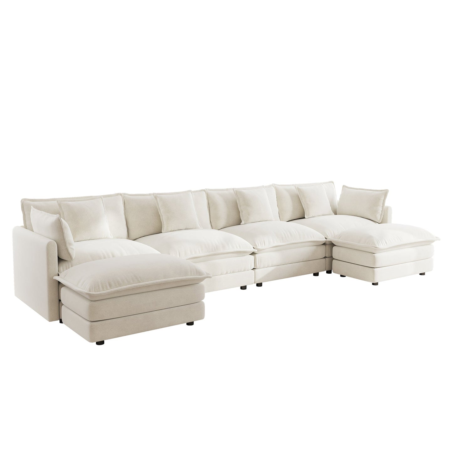 White Modular Sectional Sofa – 4 Seat Chenille U - Shaped Couch - 1st Choice Furniture Direct