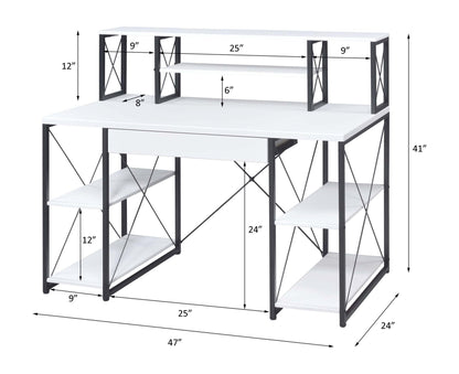 White Music Studio Desk with Storage Shelves - 1st Choice Furniture Direct