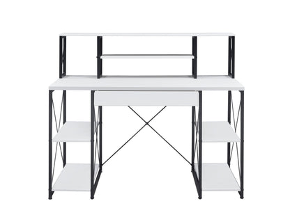 White Music Studio Desk with Storage Shelves - 1st Choice Furniture Direct