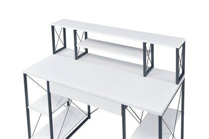 White Music Studio Desk with Storage Shelves - 1st Choice Furniture Direct
