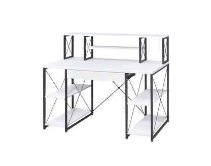 White Music Studio Desk with Storage Shelves - 1st Choice Furniture Direct