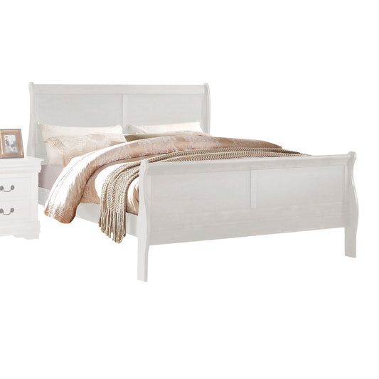 White Queen Sleigh Bed with Curved Headboard & Low Footboard - 1st Choice Furniture Direct