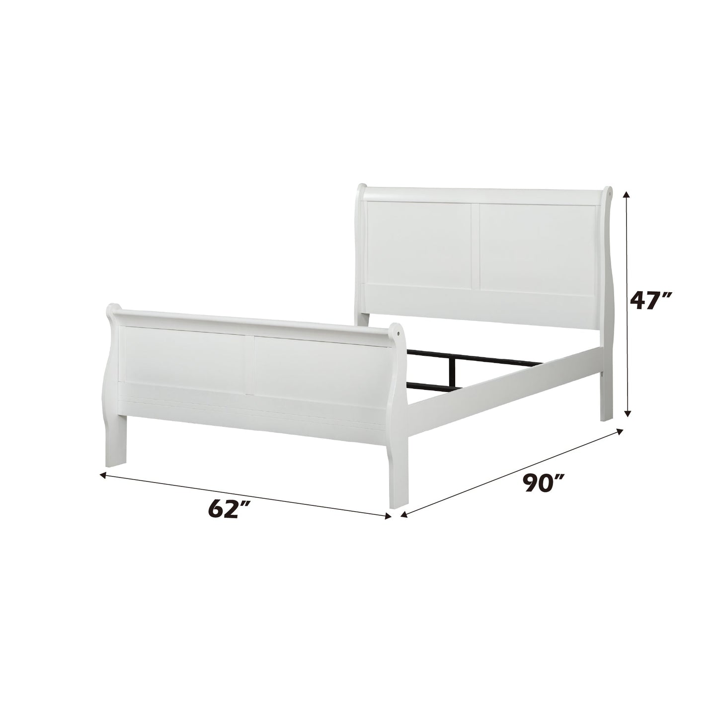 White Queen Sleigh Bed with Curved Headboard & Low Footboard - 1st Choice Furniture Direct