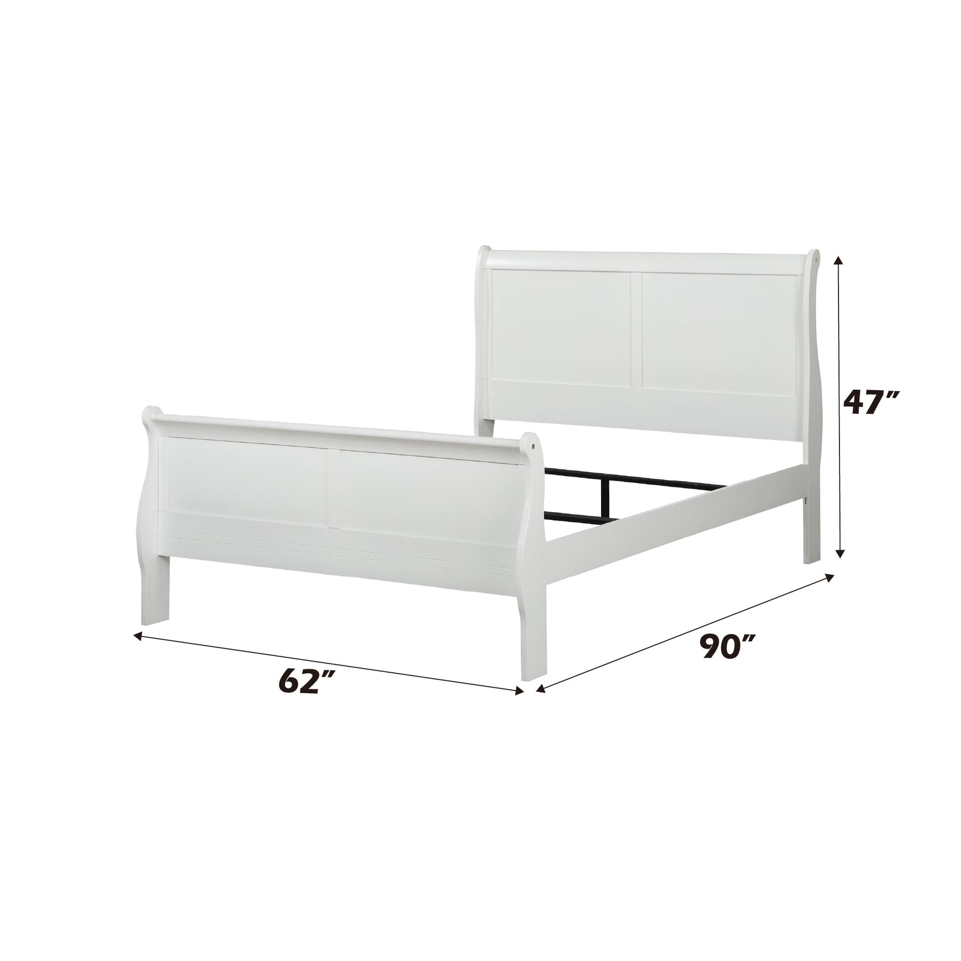 White Queen Sleigh Bed with Curved Headboard & Low Footboard - 1st Choice Furniture Direct