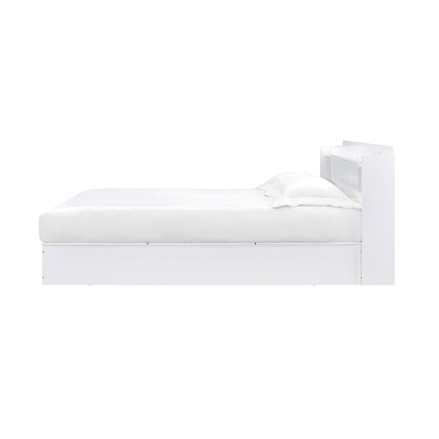 White Storage Bed with Bookcase Headboard & Underbed Storage - 1st Choice Furniture Direct
