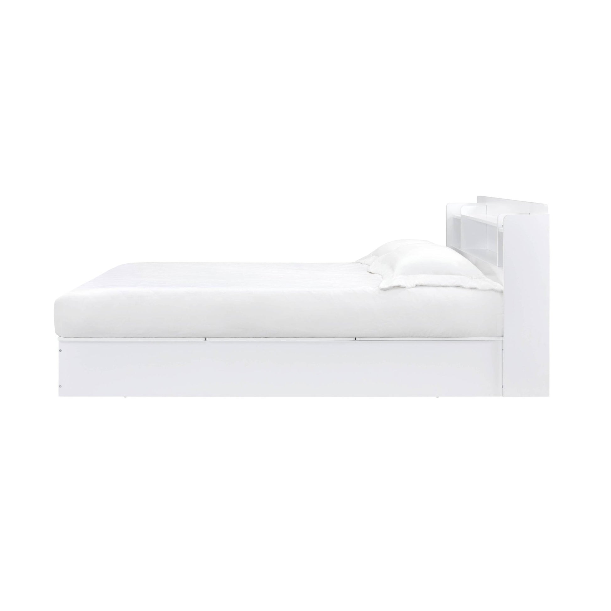 White Storage Bed with Bookcase Headboard & Underbed Storage - 1st Choice Furniture Direct