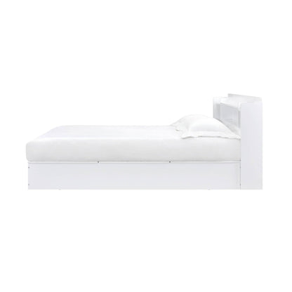 White Storage Bed with Bookcase Headboard & Underbed Storage - 1st Choice Furniture Direct